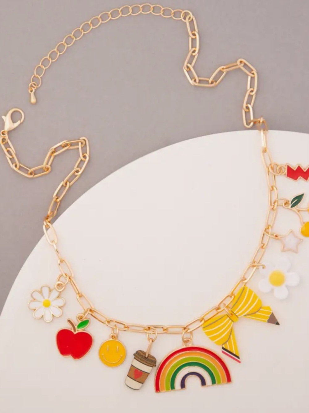 Colorful Teacher Charm Necklace